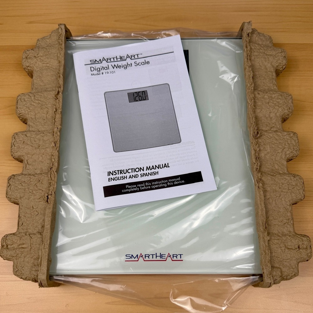 SmartHeart Digital Weight Scale 19-101 White Tempered Glass 438lb Capacity